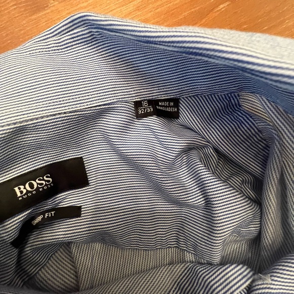 Men’s Blue Boss Hugo Boss Spread Collar Dress Shirt 16, 32/33 - Picture 3 of 4